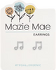 Silver Music Note Stud Mazie Mae Earring