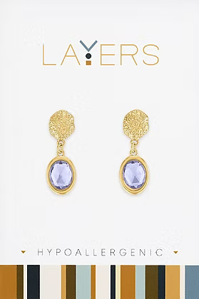 Layers Earrings 120G Gold Hammered Tanzanite Drop Dangle