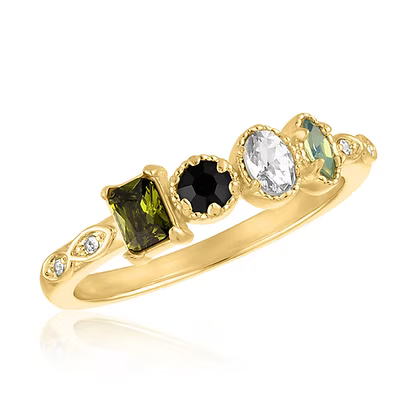 Stack Gold Ring - Style 112 Green Orbit Multi-Stone