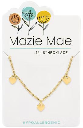 Gold Multi Dangle Heart MM Necklace