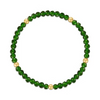 Forest Green w Gold Ball Stretchy Facet Mila Bracelet