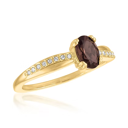 Stack Gold Ring - Style 110 Elegant Smoky Quartz Oval