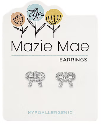 Silver CZ Bow Stud MM Earring