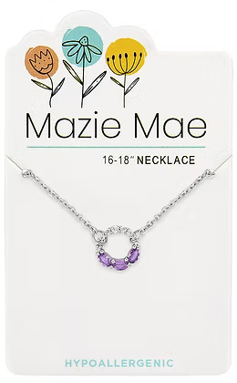Silver Half CZ Half Tanzanite Open Circle MM Necklace