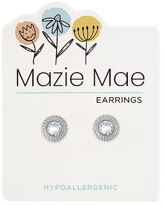 Silver Braided CZ Stud MM Earring