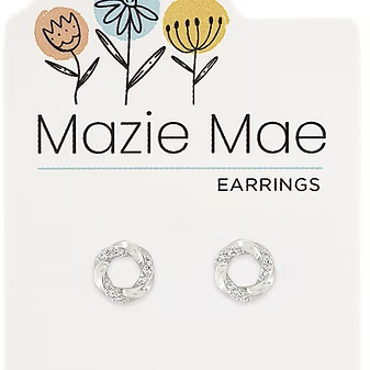 Silver Twisted CZ Loop Stud MM Earring