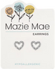 Silver CZ Open Heart Stud MM Earring