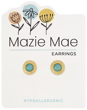 Gold Braided Pacific Opal Stud MM Earring