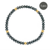 Midnight Teal with Gold Ball Stretchy Facet Mila-Mix Bracelet