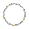 Metallic Mixed Gray w Gold Ball Stretchy Facet Mila Bracelet