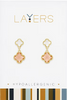 Layers Earrings 122G Gold Double Quatrafoil Drop Dangle