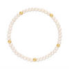 Peachy Pink w Gold Ball Stretchy Facet Mila Bracelet