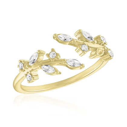 Stack Gold Ring - Style 68 CZ Leaf