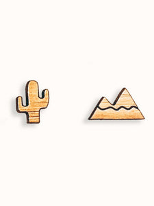 Mountain & Cactus Bamboo Earrings