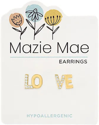 Gold Love Stud MM Earring