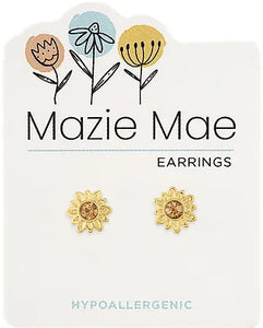 Gold Sunflower Stud MM Earring