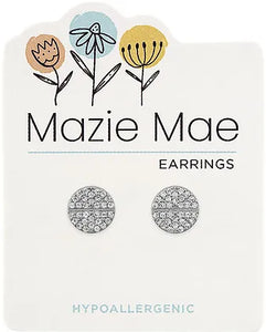 Silver Split Pave Stud MM Earring