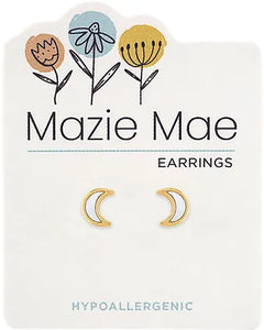 Gold Mother Pearl Moon Stud MM Earring