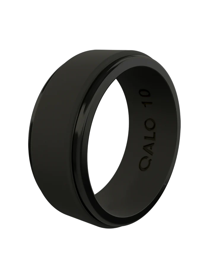 Mens Black Step Edge Ring