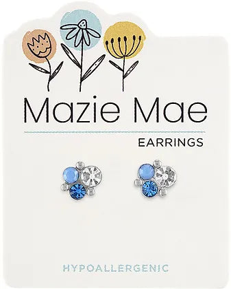 Silver Air Blue Opal Cluster Stud MM Earring