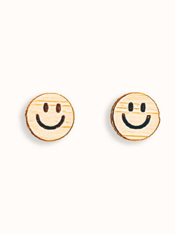 Mini Smiley Bamboo Earrings