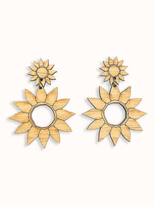 Small Sunflower Bamboo Earrings