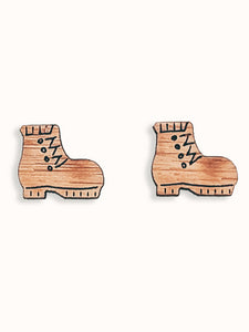 Hiking Boot Bamboo Earrings
