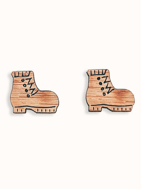 Hiking Boot Bamboo Earrings