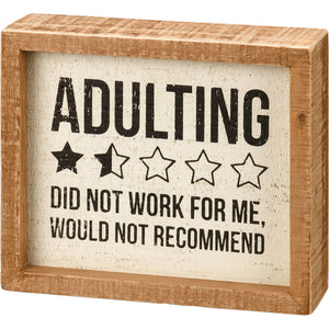 Adulting Star Rating Wood Box Sign