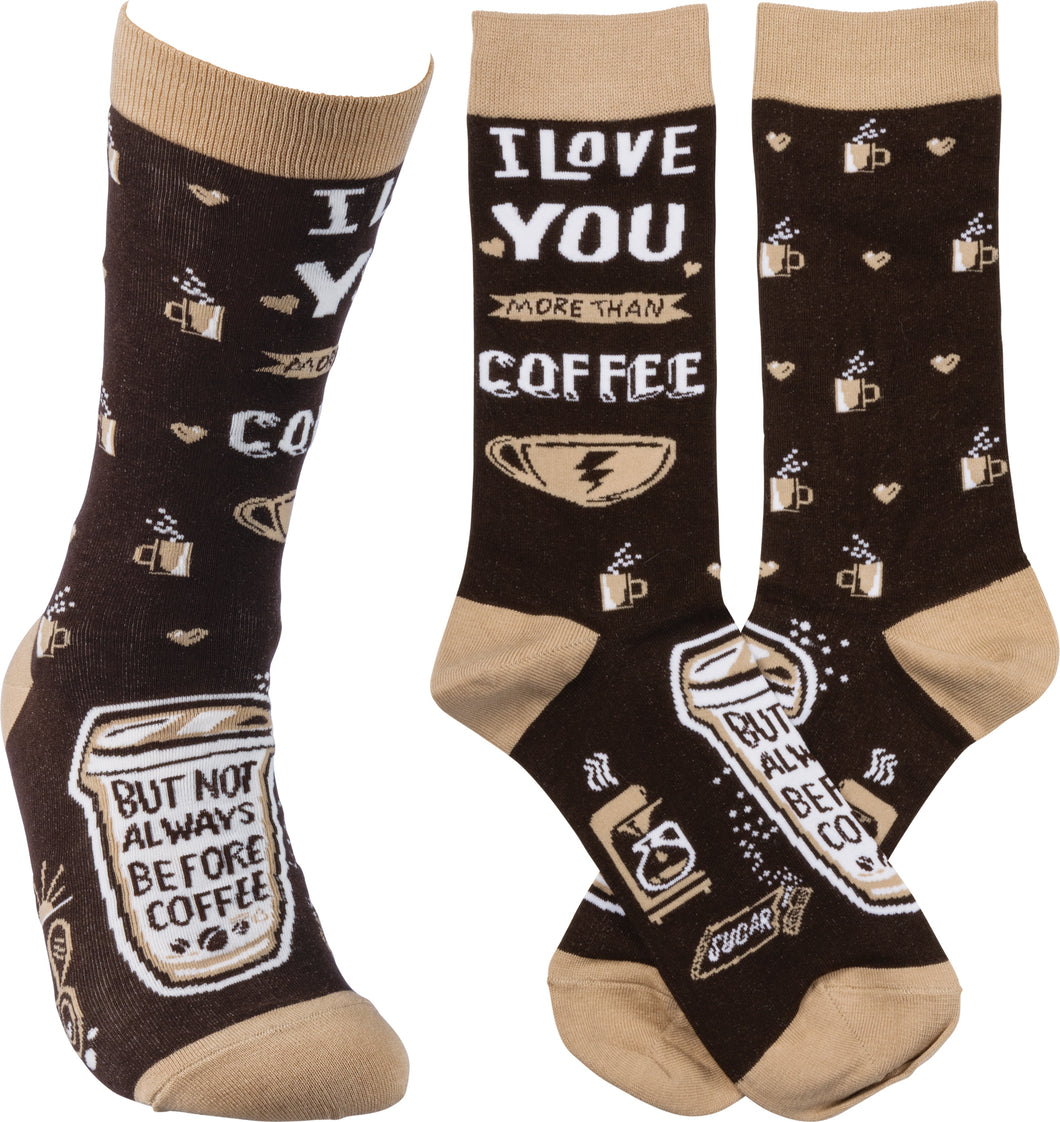 I Love You More Than Coffee - Crew Socks