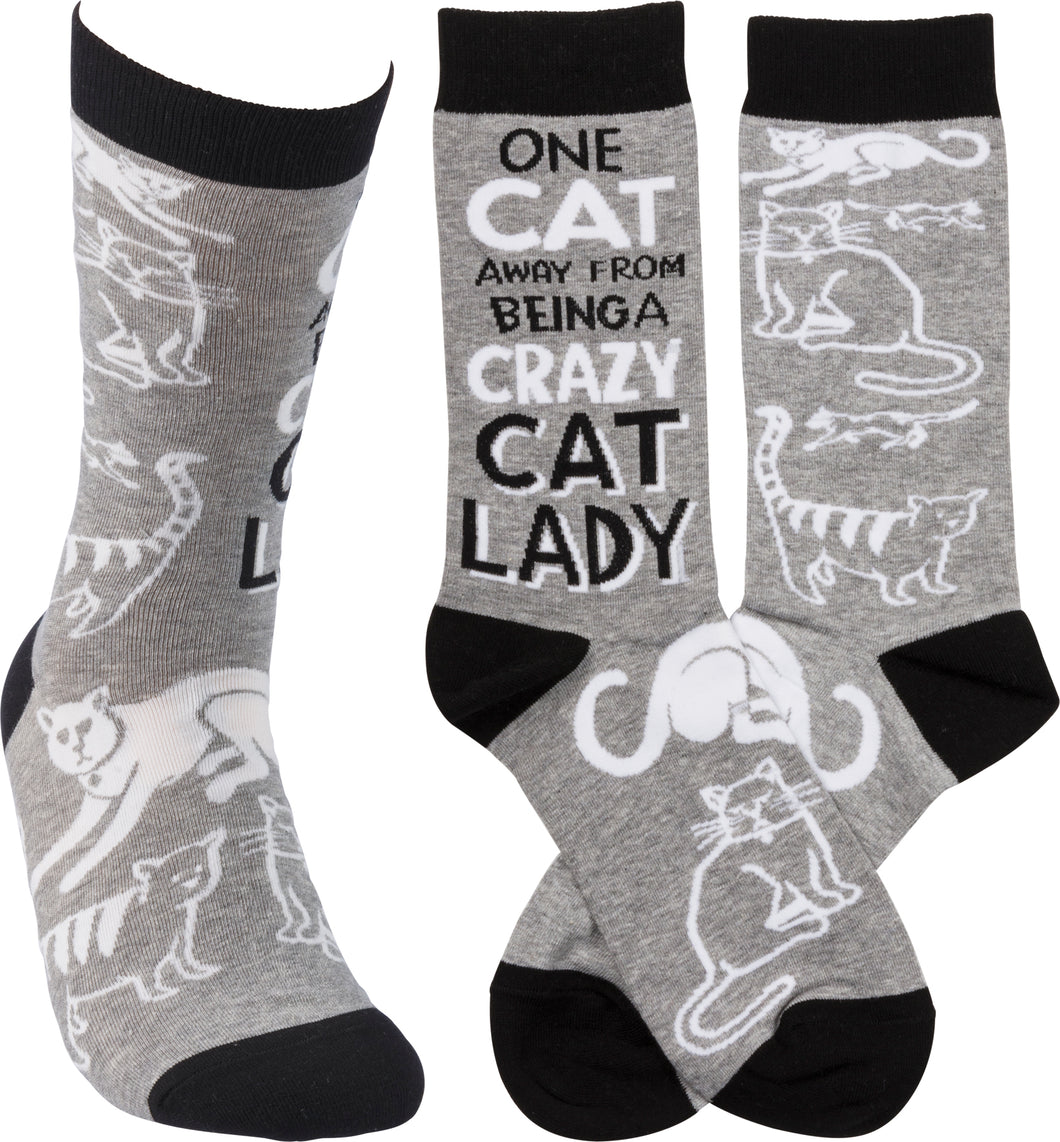 One Cat Away From Being a Crazy Cat Lady - Crew Socks