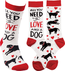 All You Need Is Love And A Dog - Crew Socks
