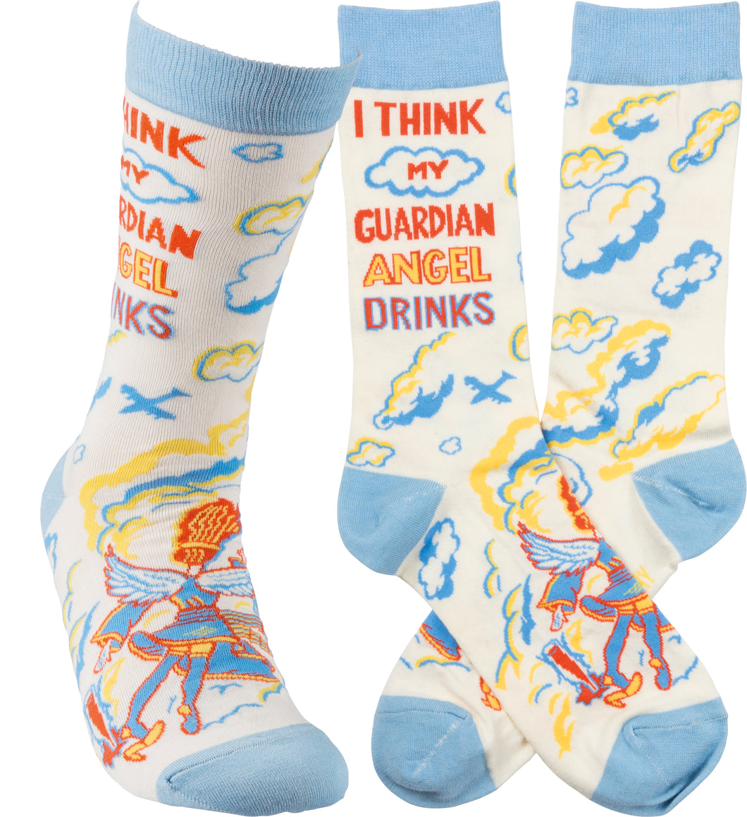 I Think My Guardian Angel Drinks - Crew Socks
