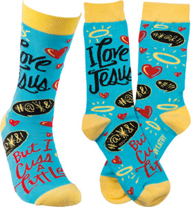I Love Jesus But I Cuss a Little - Crew Socks