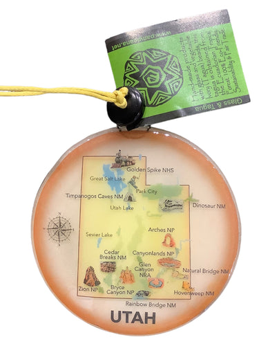 Utah Map Glass Ornament