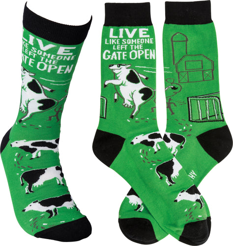 Live Like Someone Left The Gate Open - Crew Socks