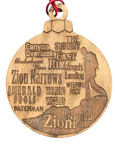 Zion Hikes Wood Ball Ornament
