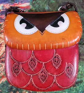 Red Owl Large Leather Purse