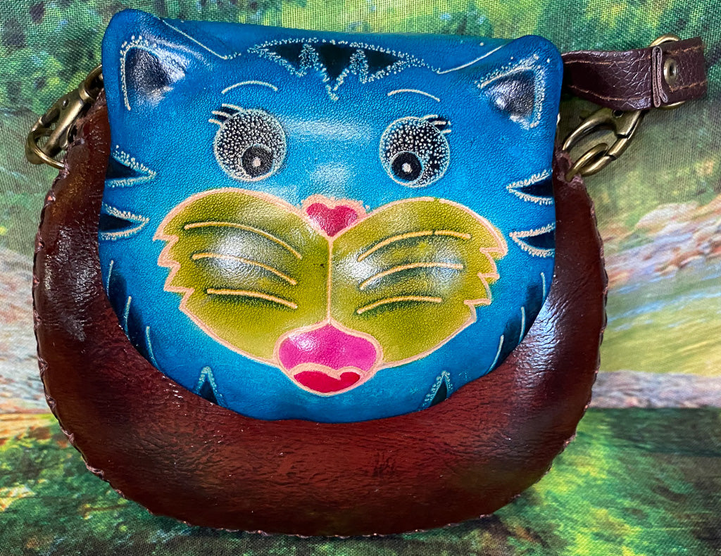 Blue Cat Small Leather Purse*