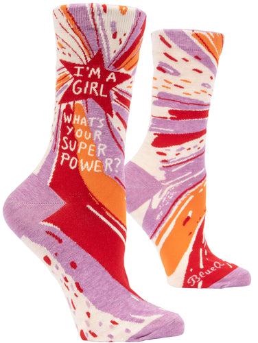 I'm a Girl, What's Your Super Power? - Women's Crew Socks