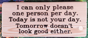 I Can Only Please One Person Wood Sign